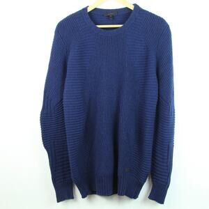 Belstaff Mens XL Crewneck Pullover Chunky Ribbed Knit Cashmere Wool Quiet Luxury